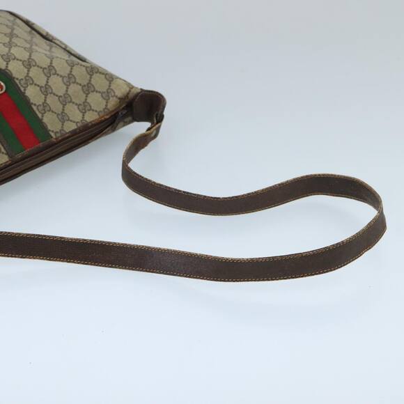 GUCCI GG Supreme Web Sherry Line Shoulder Bag Pvc Beige Gold Red - Picture 8 of 16